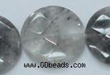 CCQ140 15.5 inches 35mm faceted coin cloudy quartz beads wholesale