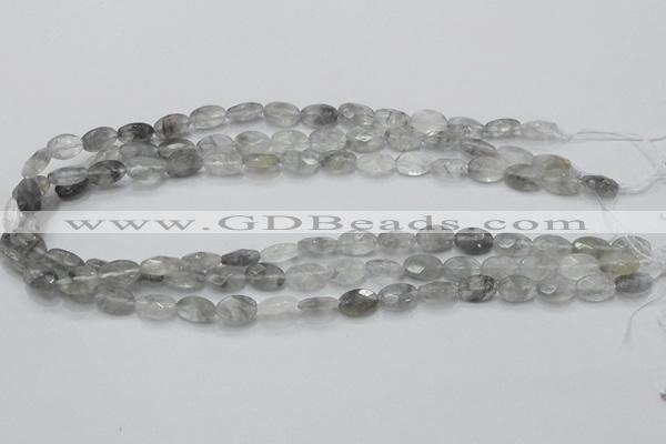 CCQ152 15.5 inches 8*12mm faceted oval cloudy quartz beads wholesale