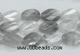 CCQ163 15.5 inches 10*14mm twisted & faceted oval cloudy quartz beads