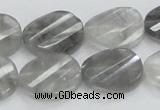 CCQ165 15.5 inches 12*20mm twisted & faceted oval cloudy quartz beads