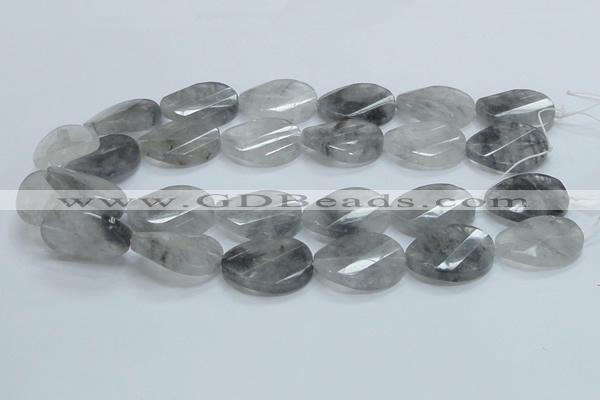 CCQ167 15.5 inches 22*30mm twisted & faceted oval cloudy quartz beads