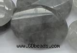 CCQ168 15.5 inches 30*40mm twisted & faceted oval cloudy quartz beads