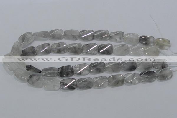 CCQ181 15.5 inches 13*19mm twisted rectangle cloudy quartz beads