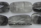 CCQ190 15.5 inches 15*30mm faceted rectangle cloudy quartz beads