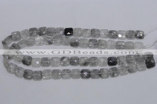 CCQ199 15.5 inches 12*12mm faceted square cloudy quartz beads