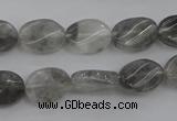 CCQ248 15.5 inches 10*14mm twisted oval cloudy quartz beads wholesale