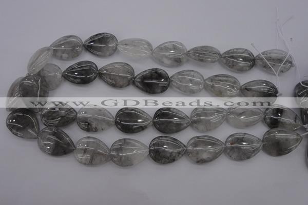 CCQ255 15.5 inches 18*25mm flat teardrop cloudy quartz beads