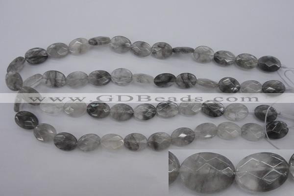 CCQ265 15.5 inches 12*16mm faceted oval cloudy quartz beads