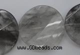 CCQ276 15.5 inches 30mm faceted & twisted coin cloudy quartz beads