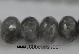 CCQ287 15.5 inches 12*18mm faceted rondelle cloudy quartz beads