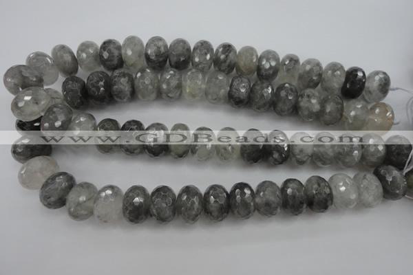 CCQ287 15.5 inches 12*18mm faceted rondelle cloudy quartz beads