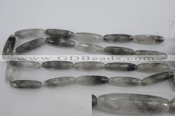 CCQ293 15.5 inches 10*35mm faceted rice cloudy quartz beads