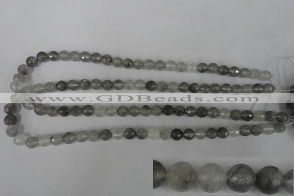 CCQ312 15.5 inches 8mm faceted round cloudy quartz beads wholesale