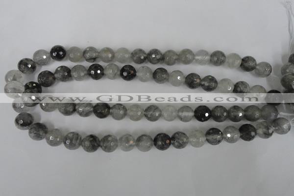 CCQ314 15.5 inches 12mm faceted round cloudy quartz beads wholesale