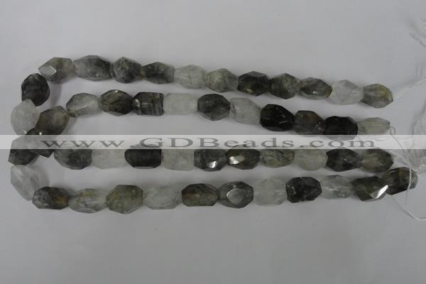 CCQ365 15.5 inches 12*16mm faceted nuggets cloudy quartz beads wholesale