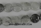 CCQ370 15.5 inches 12mm flat round cloudy quartz beads wholesale