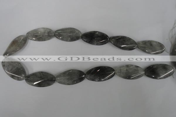 CCQ458 15.5 inches 18*35mm twisted oval cloudy quartz beads wholesale