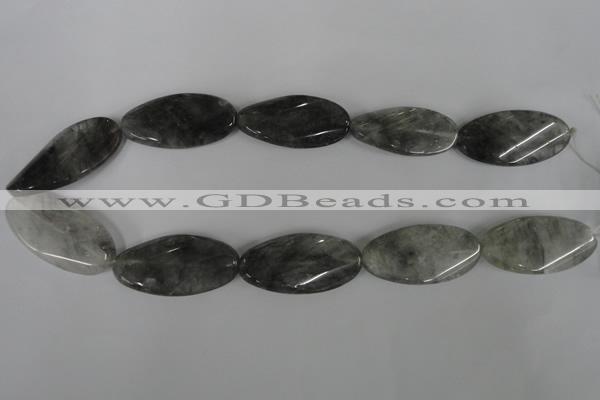 CCQ460 15.5 inches 20*40mm twisted oval cloudy quartz beads wholesale