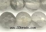 CCQ602 15 inches 10mm faceted round cloudy quartz beads