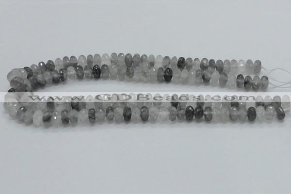 CCQ74 15.5 inches 7*10mm faceted rondelle cloudy quartz beads wholesale