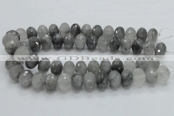 CCQ79 15.5 inches 15*20mm faceted rondelle cloudy quartz beads wholesale