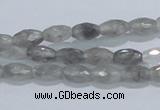 CCQ90 15.5 inches 6*10mm faceted rice cloudy quartz beads wholesale