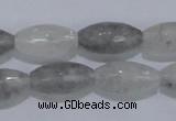 CCQ93 15.5 inches 10*20mm faceted rice cloudy quartz beads wholesale