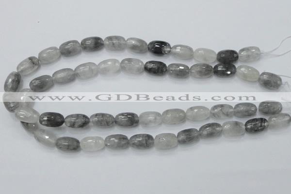 CCQ99 15.5 inches 10*16mm faceted egg-shaped cloudy quartz beads