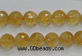 CCR05 15.5 inches 10mm faceted round natural citrine gemstone beads