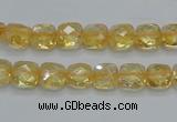 CCR14 15.5 inches 8*8mm faceted square natural citrine gemstone beads