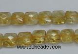 CCR15 15.5 inches 10*10mm faceted square natural citrine gemstone beads