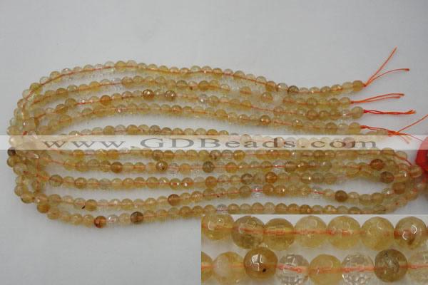 CCR151 15.5 inches 6mm faceted round natural citrine gemstone beads