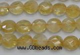 CCR18 15.5 inches 10mm faceted flat round natural citrine gemstone beads