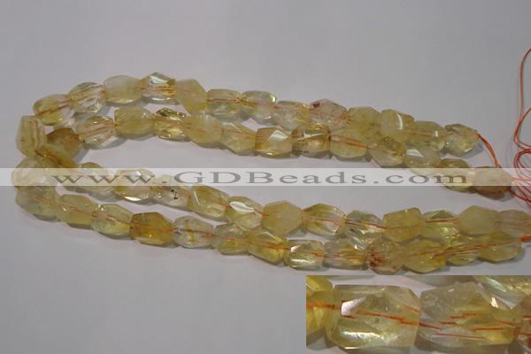 CCR214 15.5 inches 12*14mm faceted nuggets natural citrine beads