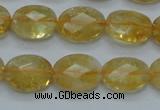 CCR24 15.5 inches 12*16mm faceted oval natural citrine gemstone beads