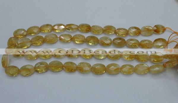 CCR24 15.5 inches 12*16mm faceted oval natural citrine gemstone beads