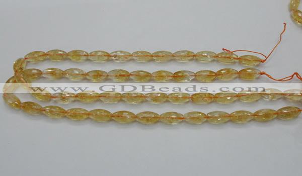 CCR36 15.5 inches 8*16mm faceted rice natural citrine gemstone beads