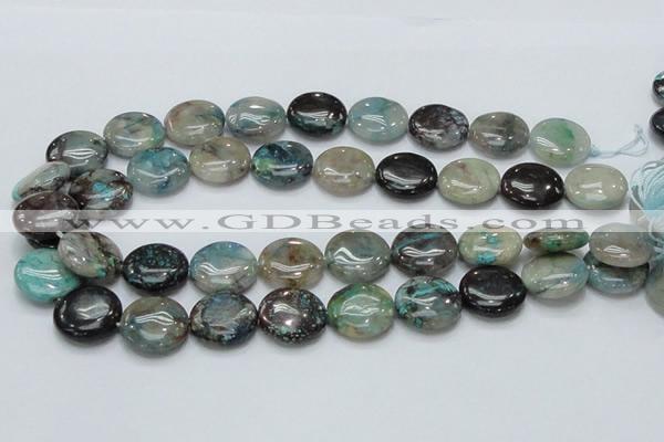 CCS05 15.5 inches 20mm flat round natural chrysocolla gemstone beads