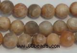 CCS312 15.5 inches 10mm faceted round natural sunstone beads