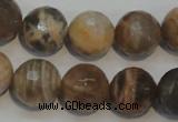 CCS314 15.5 inches 14mm faceted round natural sunstone beads