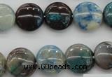 CCS39 15.5 inches 14mm flat round natural chrysocolla gemstone beads