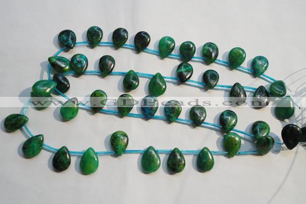 CCS712 Top-drilled 12*17mm flat teardrop dyed chrysocolla gemstone beads