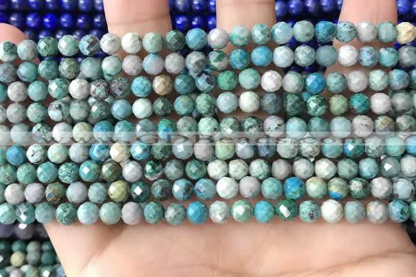 CCS881 15.5 inches 5mm faceted round natural chrysocolla beads