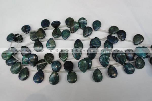 CCS92 Top-drilled 15*20mm flat teardrop dyed chrysocolla gemstone beads