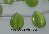 CCT1023 Top-drilled 13*18mm flat teardrop cats eye beads wholesale