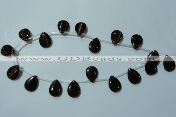 CCT1027 Top-drilled 13*18mm flat teardrop cats eye beads wholesale