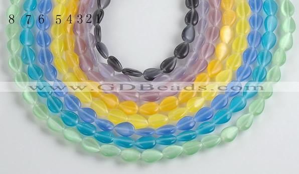 CCT12 14.5 inches 8*12mm flat teardorp cats eye beads Wholesale