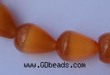 CCT18 14 inches 10*14mm teardrop orange red cats eye beads wholesale