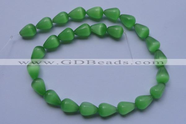 CCT19 14 inches 10*14mm teardrop green cats eye beads wholesale