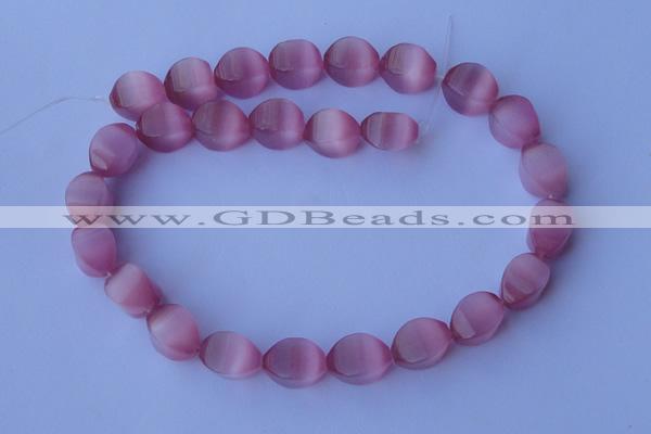 CCT25 14 inches 10*14mm twisted pink cats eye beads wholesale